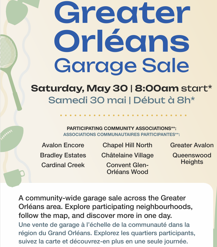 Orleans garage sale 30 May 2026